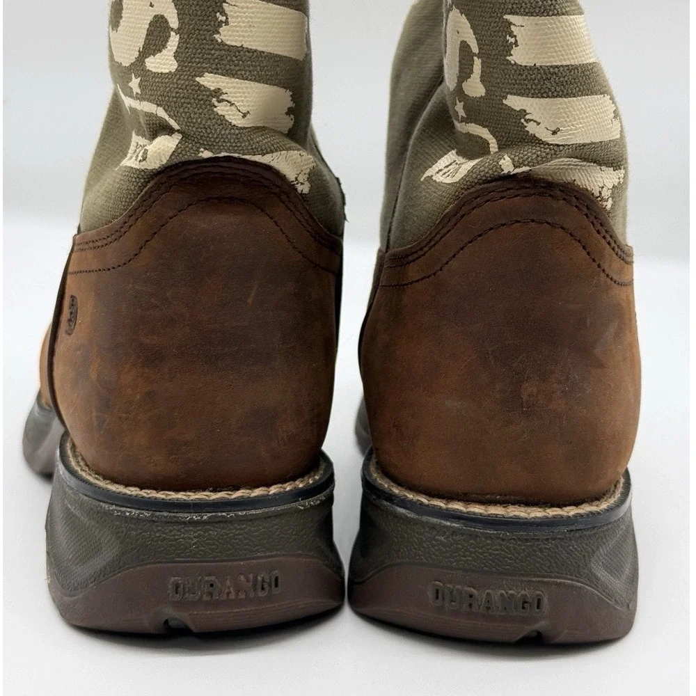 Durango Youth size‎ 4.5M Lil' Rebel Army Green Western Cowboy Boots USA Flag